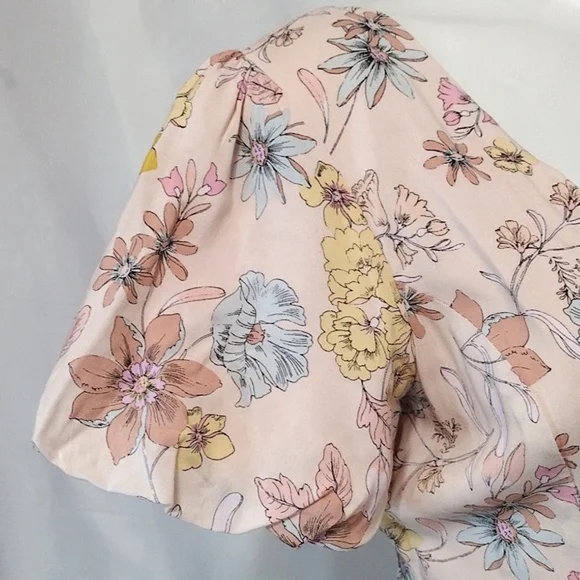 Lulus NWT Floral Print Puff Sleeves Crisscross Open Back Maxi Dress XS - Picture 10 of 15